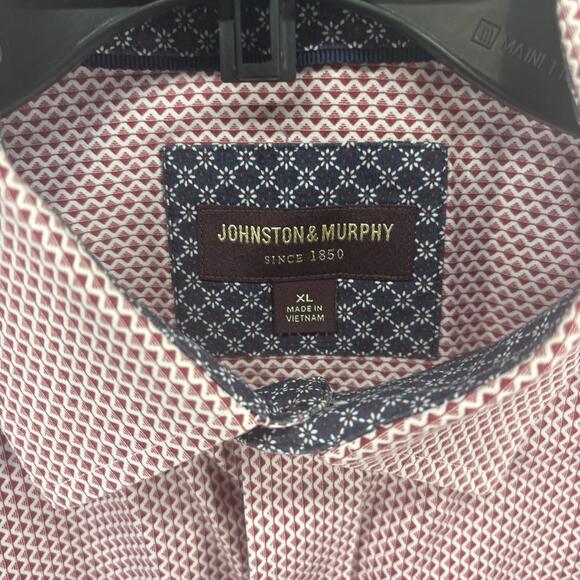 Johnston & Murphy Red Geometric Dress Shirt, Men's XL - Picture 3 of 12